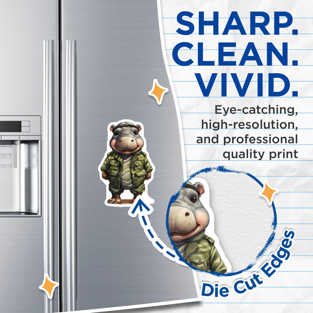 (2 Pack) Hippo Magnets - Cartoon Animal Fridge Magnets - Cute Hippo Art Magnets - 5" On Longest Side - Premium Magnet - for Cars, Refrigerators, Toolboxes, Lockers - Made in USA - MAG16848