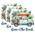 (3 Pack) VW Bus Decals - Gone to The Beach - Surfboard Stickers - 3 Inches On Longest Side - Easy Peel & Apply - Made in USA - 3MCS8051