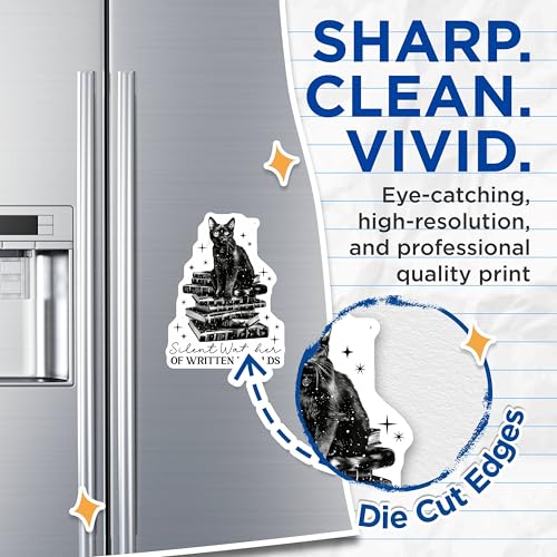 (2 Pack) Silent Watcher Magnets - Cat Book Lover Magnets - Reader Cat Magnet Art - 5" On Longest Side - for Cars, Refrigerators, Toolboxes, Lockers - Made in USA MAG3562