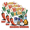 (3 Pack) Happy Holidays Decals - Seasons Greeting - Food Pun Kitchen Stickers - 3 Inches On Longest Side - Easy Peel & Apply - Made in USA - 3MCS6386