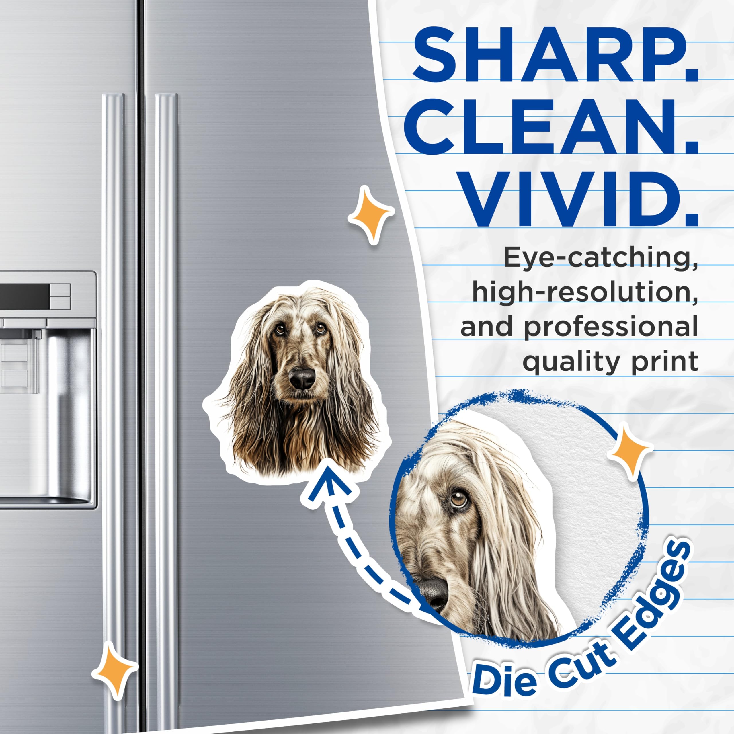 (2 Pack) Afghan Hound Dog Magnets - Elegant Canine Portrait - Pet Lover Fridge Decor - Dog Owner Accessory - 5 Inches On Longest Side - Thick Durable Magnet - Made in USA - MAG30007
