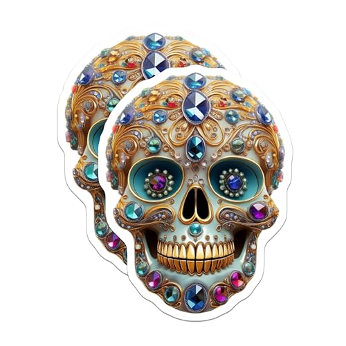 (2 Pack) Sugar Skull Magnets Magnets - 5" On Longest Side - Made in USA - Sticks to Refrigerators & Metal Surfaces - MAG8607