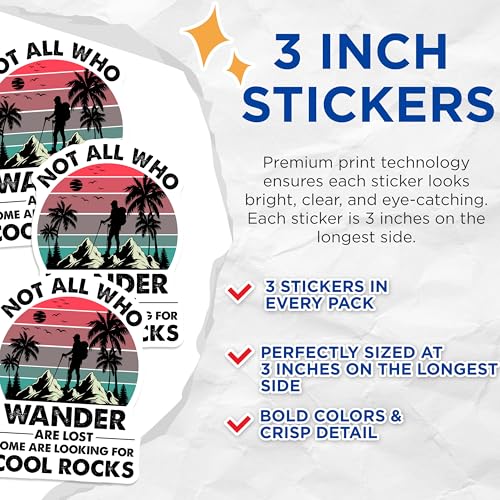 (3 Pack) Hiker Decals - Rock Collector - Wanderer Laptop Decals - 3 Inches On Longest Side - Easy Peel & Apply - Made in USA - 3MCS4946