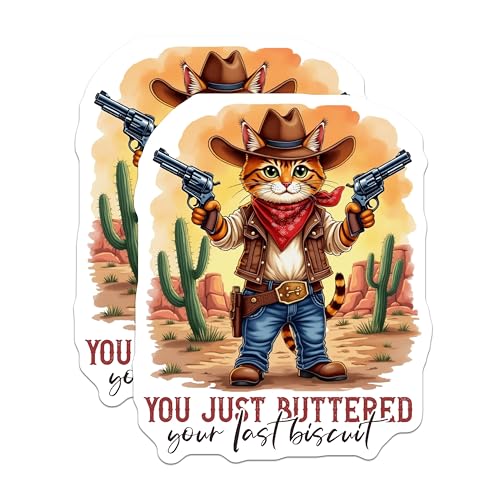 (2 Pack) Cowboy Cat Magnets - Funny Cat Magnets - Western Themed Refrigerator Magnets - 5" On Longest Side - for Cars, Fridges, Toolboxes - Made in USA - MAG4236
