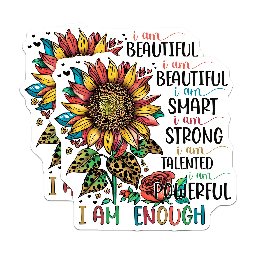 (2 Pack) Sunflower Affirmation Magnets - Inspirational Self Love Decor - Empowering Boho Floral Quote - 5 Inches On Longest Side - Thick Durable Magnet - Made in USA - MAG39137