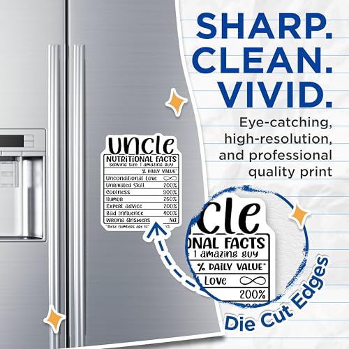 (2 Pack) Uncle Nutritional Facts Magnets - Funny Gift for Uncle - Super Awesome Uncle - Humor Quote for Uncle - 5" On Longest Side - for Cars, Fridges, Toolboxes - Made in USA - MAG4528