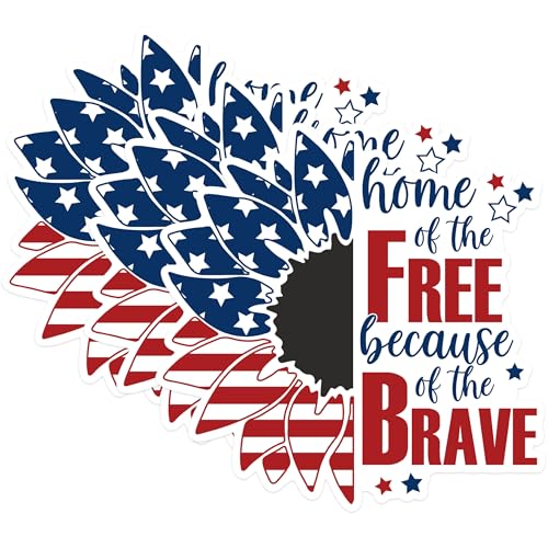 (3 Pack) Patriotic Sunflower Decals - USA Flag - Home of The Free Stickers - 3 Inches On Longest Side - Easy Peel & Apply - Made in USA - 3MCS1746