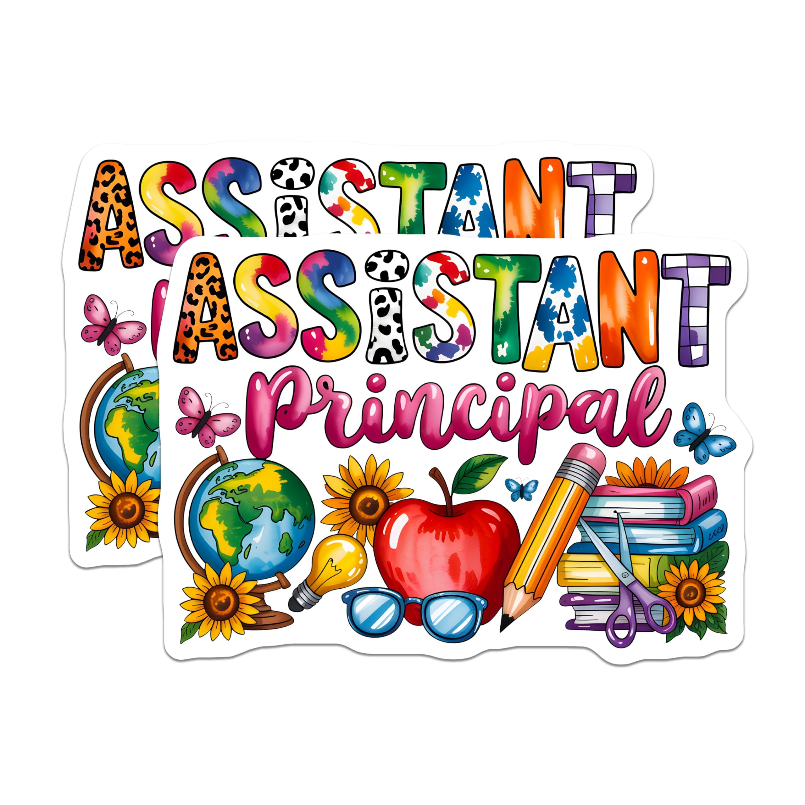 (2 Pack) Assistant Principal Magnets - School Administrator Decor - Educator Appreciation Office Art - 5 Inches On Longest Side - Thick Durable Magnet - Made in USA - MAG27622