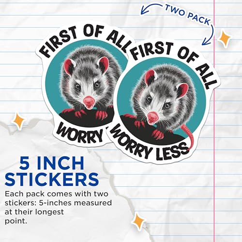 (2 Pack) Funny Animal Stickers - Positivity Stickers - Motivational Quote Stickers - 5" On Longest Side - Sticks to Smooth Flat Surfaces - Made in USA - BMCS6222