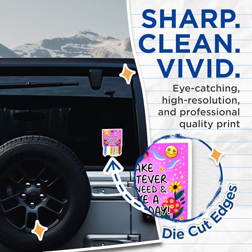 (2 Pack) Motivational Pack Stickers - Inspirational Quotes - Daily Encouragement - 5" On Longest Side - Sticks to Smooth Flat Surfaces - Made in USA - BMCS7502