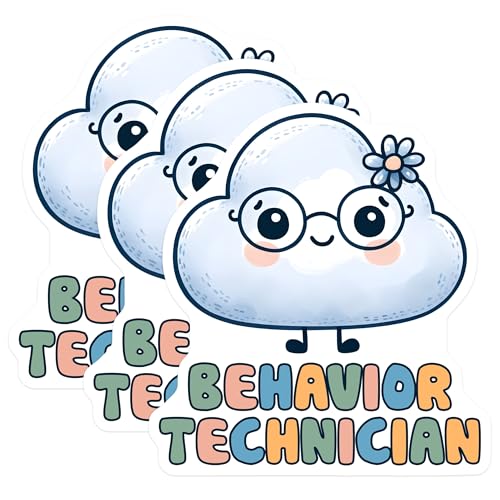 (3 Pack) Behavior Technician Decals - Cloud Decal - Laptop Decals - 3 Inches On Longest Side - Easy Peel & Apply - Made in USA - 3MCS1960