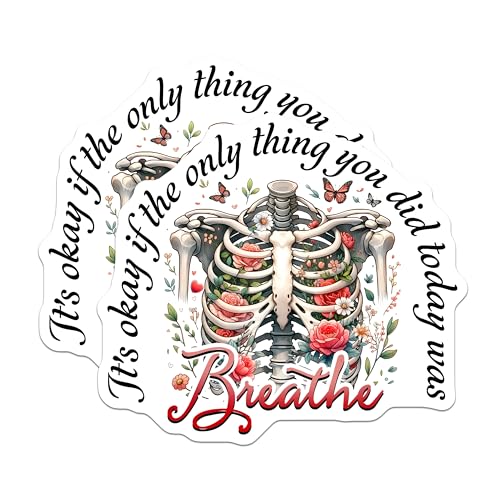 (2 Pack) Inspirational Skeleton Magnets - Floral Ribcage Design - Daily Reminder Decor - 5" On Longest Side - for Cars, Fridges, Toolboxes - Made in USA - MAG7385