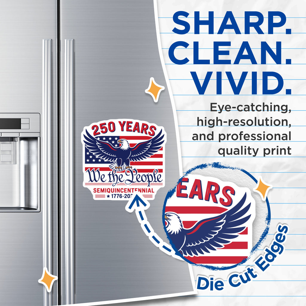 (2 Pack) 250 Years US History Magnets - We the People Eagle Decor - Semiquincentennial 1776-5 Inches On Longest Side - Thick Durable Magnet - Made in USA - MAG39916