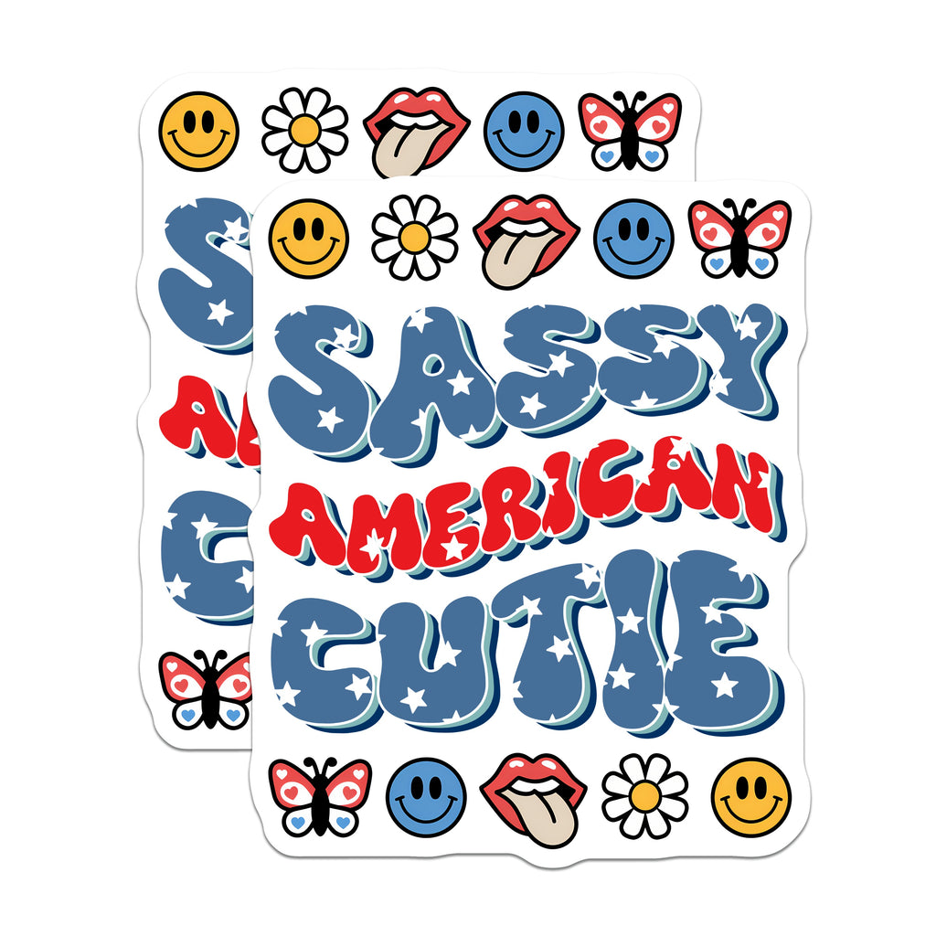 (2 Pack) Sassy American Cutie Magnets - Patriotic Retro Decor - Fun Y2K Style - Independence Day Display - 5 Inches On Longest Side - Thick Durable Magnet - Made in USA - MAG39896