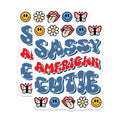 (2 Pack) Sassy American Cutie Magnets - Patriotic Retro Decor - Fun Y2K Style - Independence Day Display - 5 Inches On Longest Side - Thick Durable Magnet - Made in USA - MAG39896