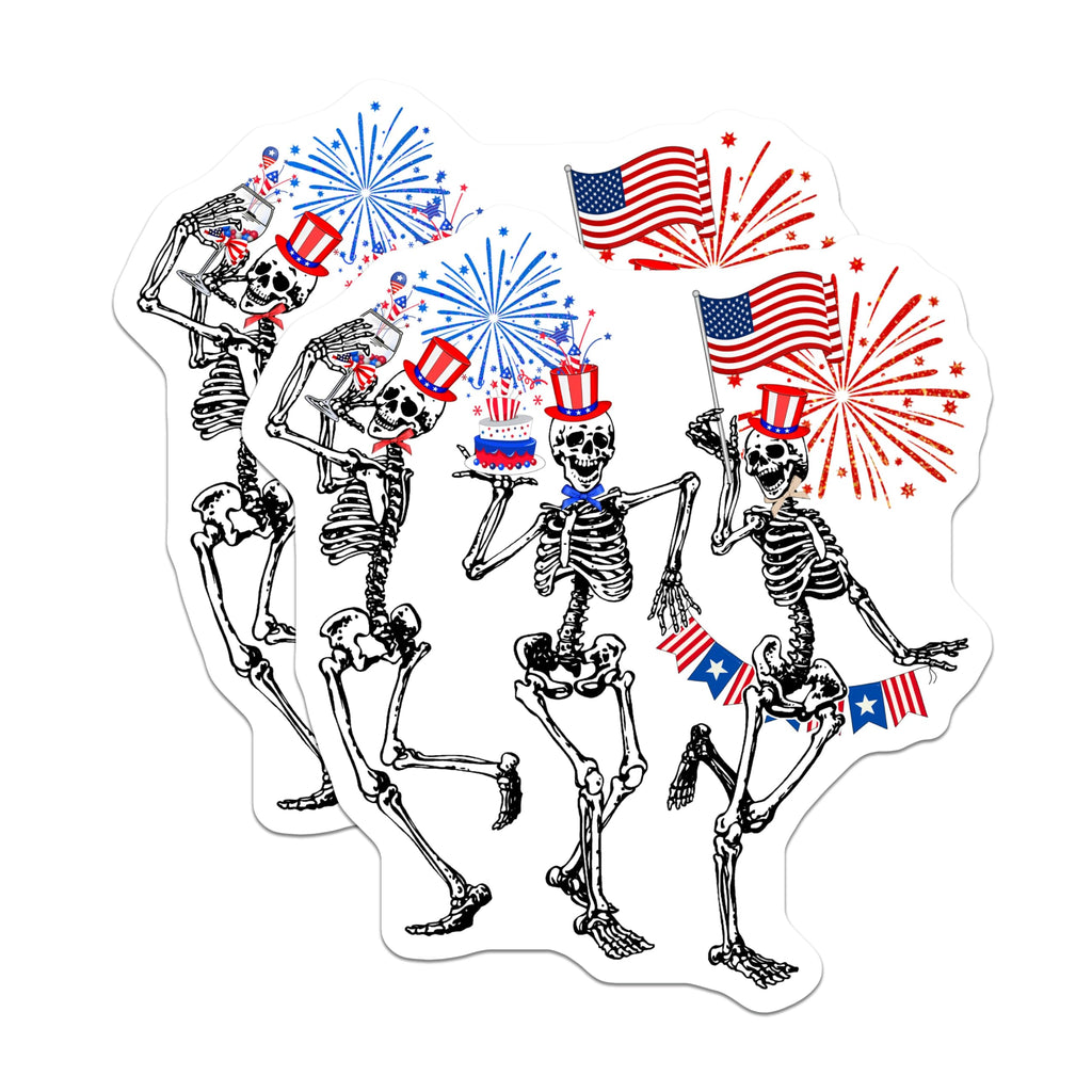 (2 Pack) Patriotic Skeletons Magnets - 4th of July Decor - Independence Day Celebration - 5 Inches On Longest Side - Thick Durable Magnet - Made in USA - MAG28734