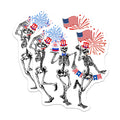 (2 Pack) Patriotic Skeletons Magnets - 4th of July Decor - Independence Day Celebration - 5 Inches On Longest Side - Thick Durable Magnet - Made in USA - MAG28734