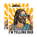 (2 Pack) Im Telling Dad Magnets - Funny Jesus with Sunglasses - Retro Religious Humor - 5 Inches On Longest Side - Thick Durable Magnet - Made in USA - MAG29155