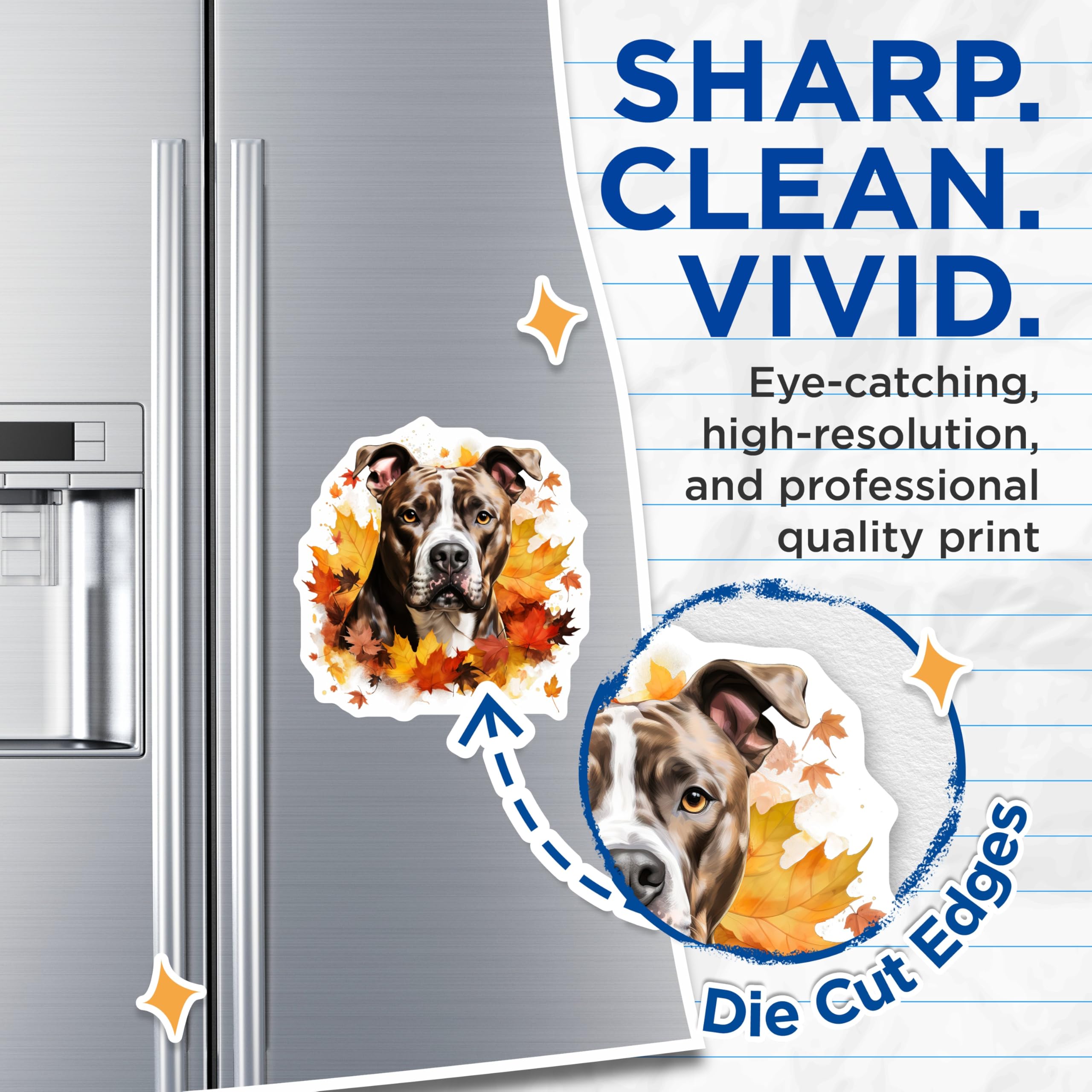 (2 Pack) Pitbull Magnets - Autumn Leaves Decor - Dog Mom Pet Lover Present - 5 Inches On Longest Side - Thick Durable Magnet - Made in USA - MAG25952