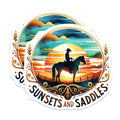 (2 Pack) Western Sunset Magnets - Cowboy Decor - Horse Rider Art - Country Home Magnets - 5" On Longest Side - for Cars, Fridges, Toolboxes - Made in USA - MAG6718