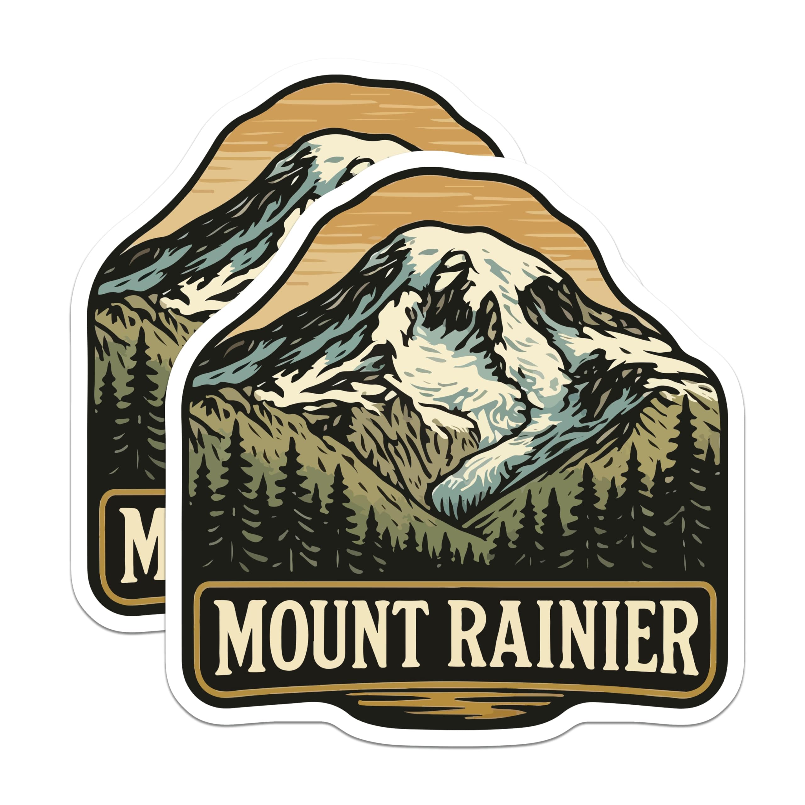 (2 Pack) Mount Rainier Magnets - National Park Landscape - PNW Mountain Decor - 5 Inches On Longest Side - Thick Durable Magnet - Made in USA - MAG19886