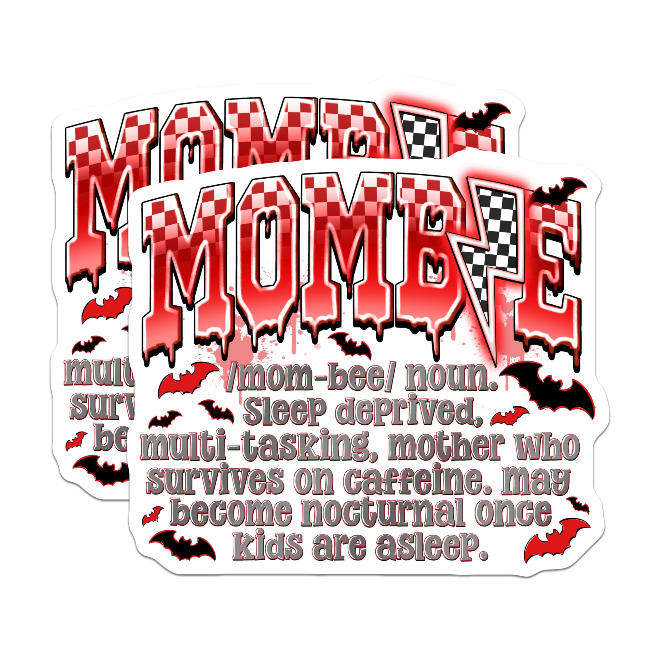 (2 Pack) Mom Life Magnets - Sleep Deprived Mother Humor - Tired Mom Definition - Mom Quotes - 5 Inches On Longest Side - Thick Durable Magnet - Made in USA - MAG28089