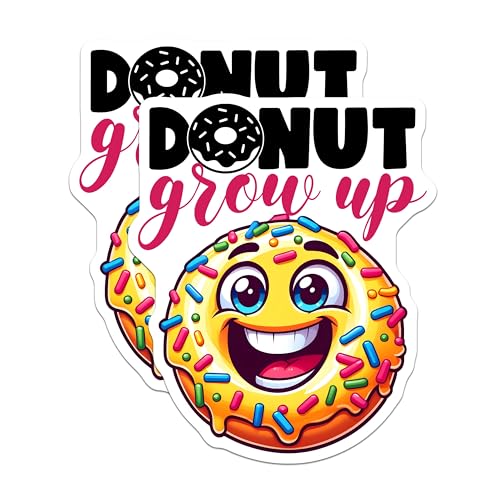 (2 Pack) Donut Grow Up Magnets Magnets - Kid's Room Magnet Set - 5" On Longest Side - Made in USA - Sticks to Refrigerators & Metal Surfaces - MAG8797