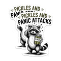 (2 Pack) Raccoon Holding Pickles Funny Phrase Magnets - Pickles and Panic Attacks Humor - Anxious Animal Kitchen Decor - 5 Inches On Longest Side - Thick Durable Magnet - Made in USA - MAG20384