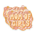 (2 Pack) Mom of Girls Magnets - Retro Mom Magnets - Flower Butterfly Pattern Magnets for Mothers- 5" On Longest Side - for Fridges, Toolboxes, Cars - Made in USA - MAG3007