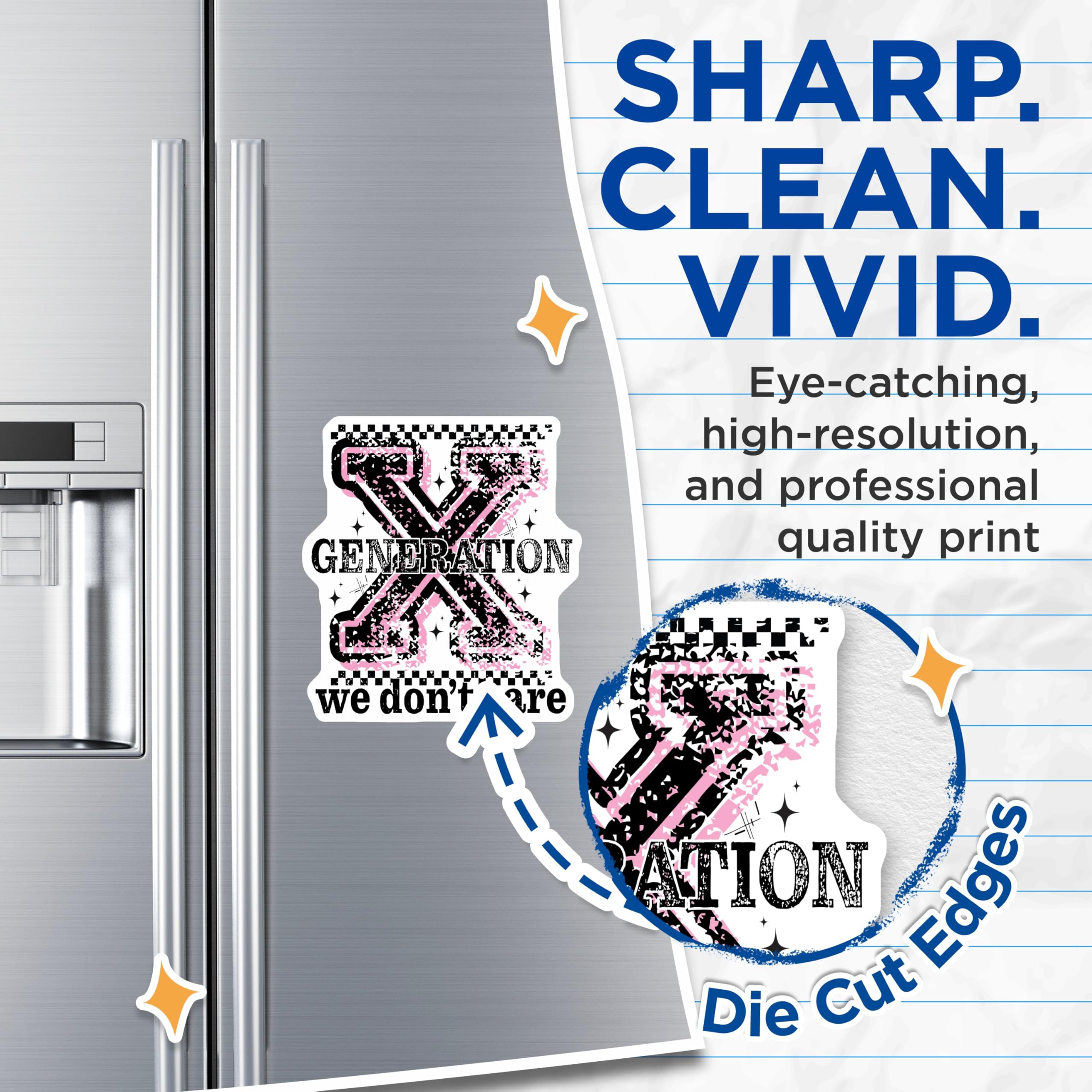 (2 Pack) Generation We Dont Care Magnets - Rebel Attitude Grunge Style - Edgy Statement Checkerboard Design - 5 Inches On Longest Side - Thick Durable Magnet - Made in USA - MAG22090