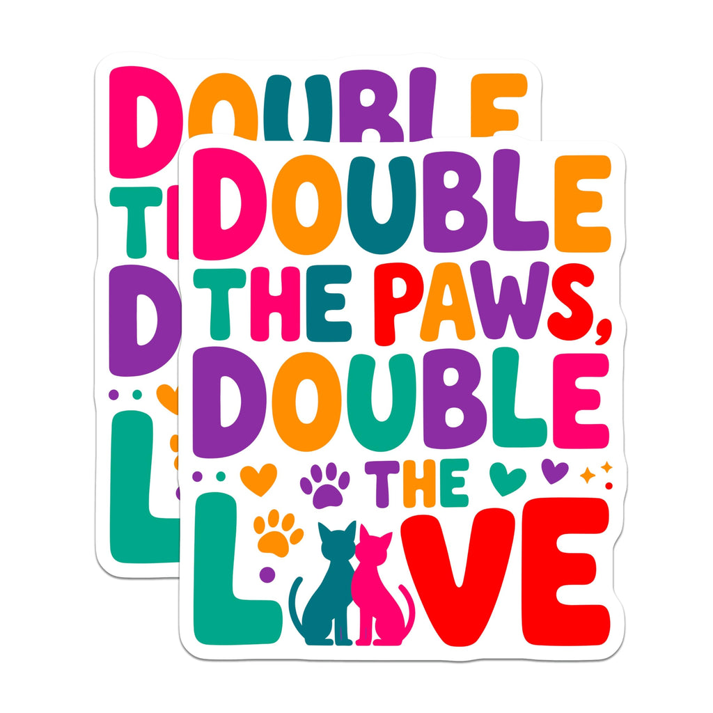 (2 Pack) Double Paws Love Magnets - Cat Lover Design - Feline Pet Decor - 5 Inches On Longest Side - Thick Durable Magnet - Made in USA - MAG30878