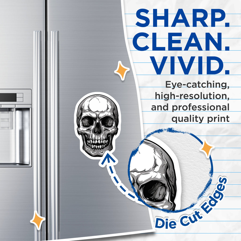 (2 Pack) Skull Magnets - Gothic Decor - Dark Art Magnet Set - Macabre Kitchen Accessories - Halloween Fridge Magnet - 5 Inches On Longest Side - Thick Durable Magnet - Made in USA - MAG36136