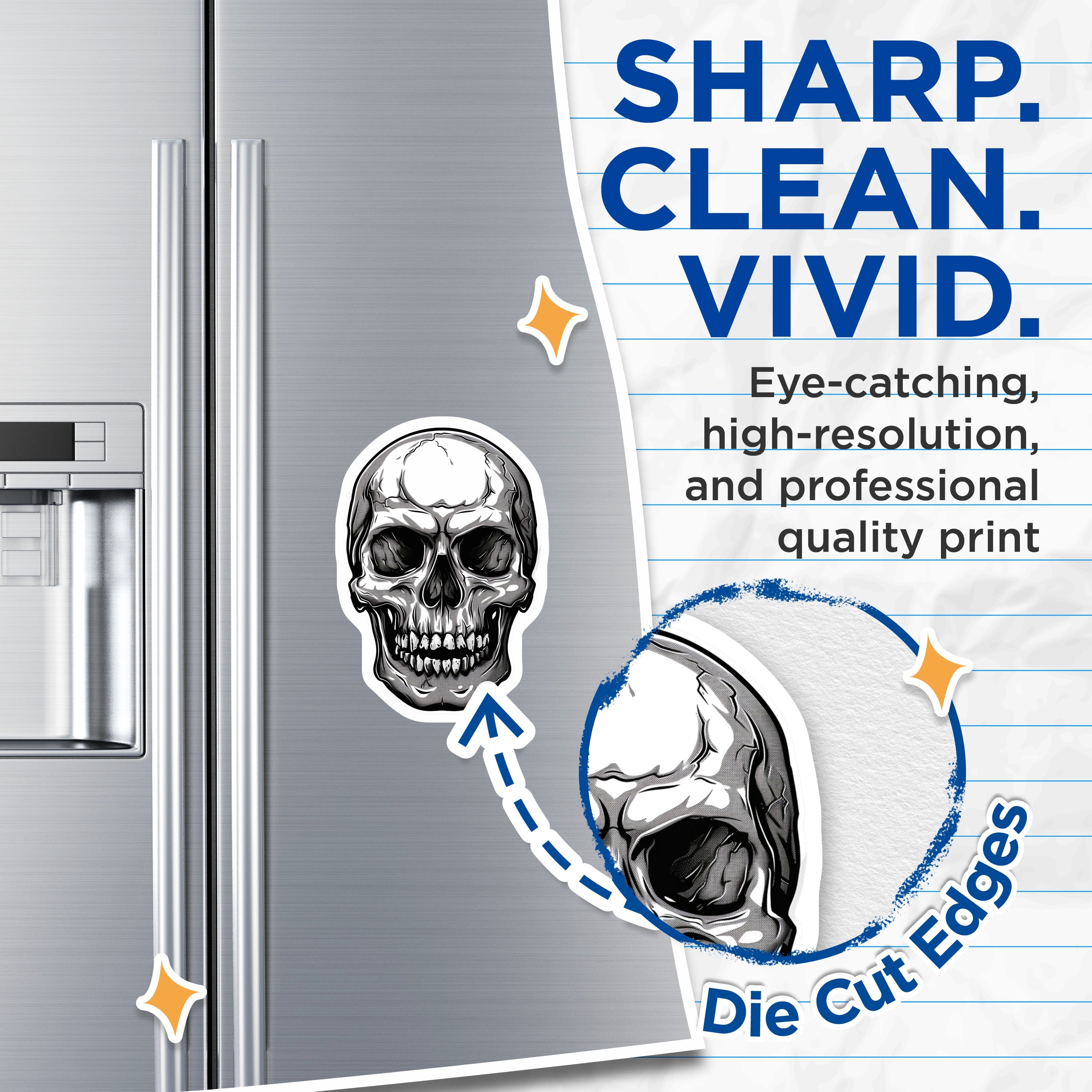 (2 Pack) Skull Magnets - Gothic Decor - Dark Art Magnet Set - Macabre Kitchen Accessories - Halloween Fridge Magnet - 5 Inches On Longest Side - Thick Durable Magnet - Made in USA - MAG36136