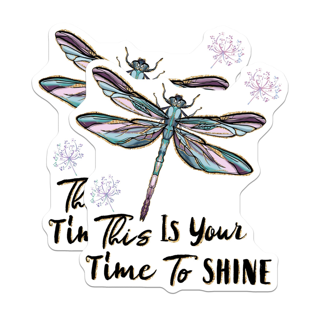 (2 Pack) Motivational Dragonfly Stickers - Inspirational Quotes - Uplifting Vinyl Decals - 5" On Longest Side - Sticks to Smooth Flat Surfaces - Made in USA - BMCS4183
