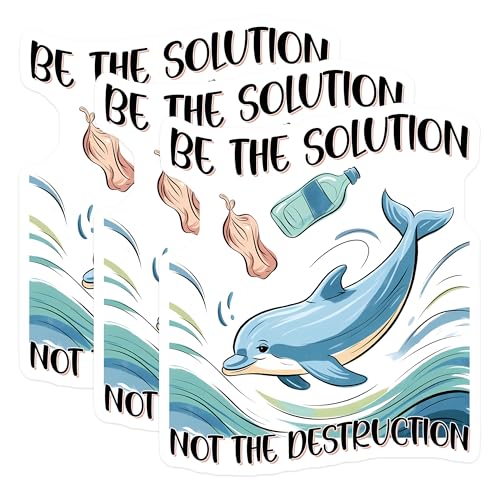 (3 Pack) Dolphin Decals - Ocean Pollution Awareness - Laptop Decal - 3 Inches On Longest Side - Easy Peel & Apply - Made in USA - 3MCS7212