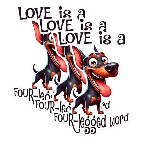 (3 Pack) Rottweiler Dog Decals - Love Four Legged Word - Funny Dog Decal - 3 Inches On Longest Side - Easy Peel & Apply - Made in USA - 3MCS1610