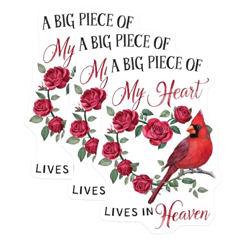 (3 Pack) Cardinal Decals - Memorial Decals - Heaven Decals - 3 Inches On Longest Side - Easy Peel & Apply - Made in USA - 3MCS6052