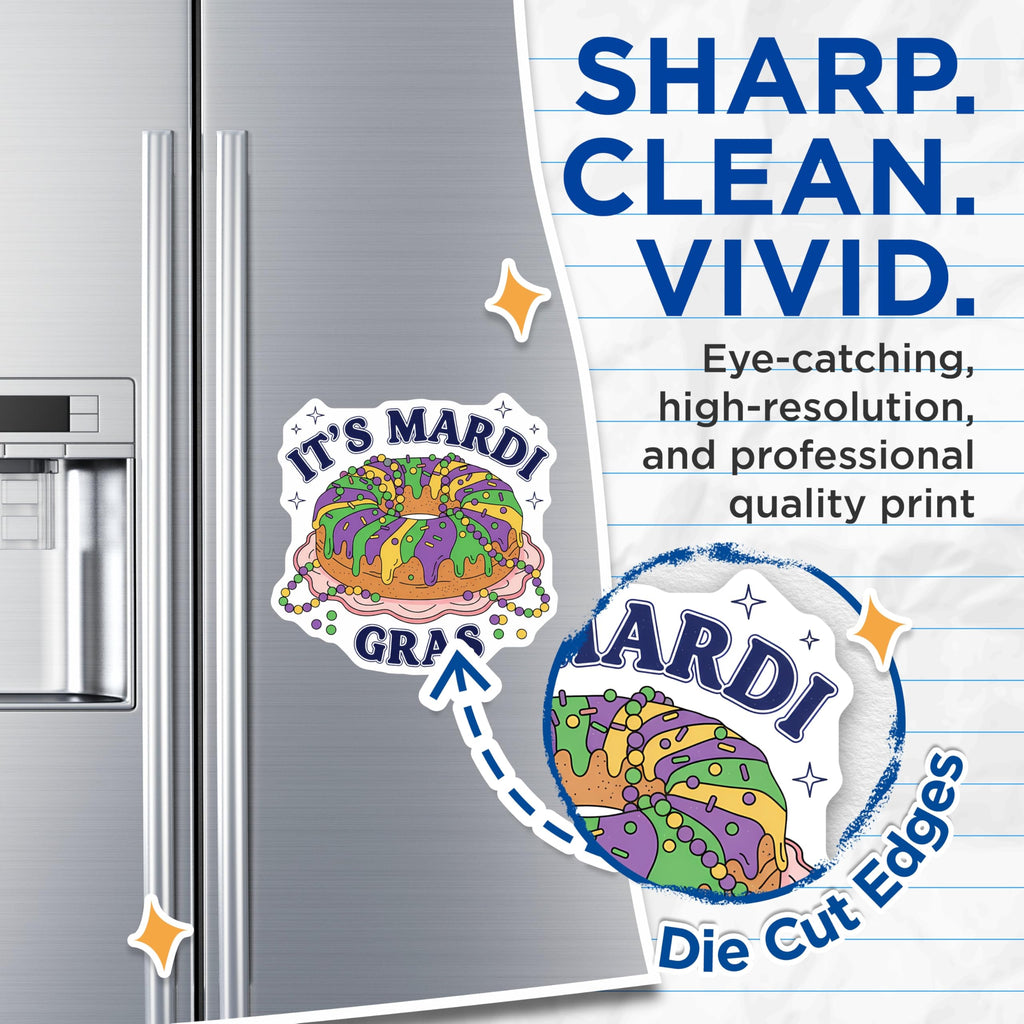 (2 Pack) Mardi Gras Magnets - King Cake Decor - Party Celebration Refrigerator Magnets - 5" On Longest Side - Premium Magnet - for Cars, Refrigerators, Toolboxes, Lockers - Made in USA - MAG14840