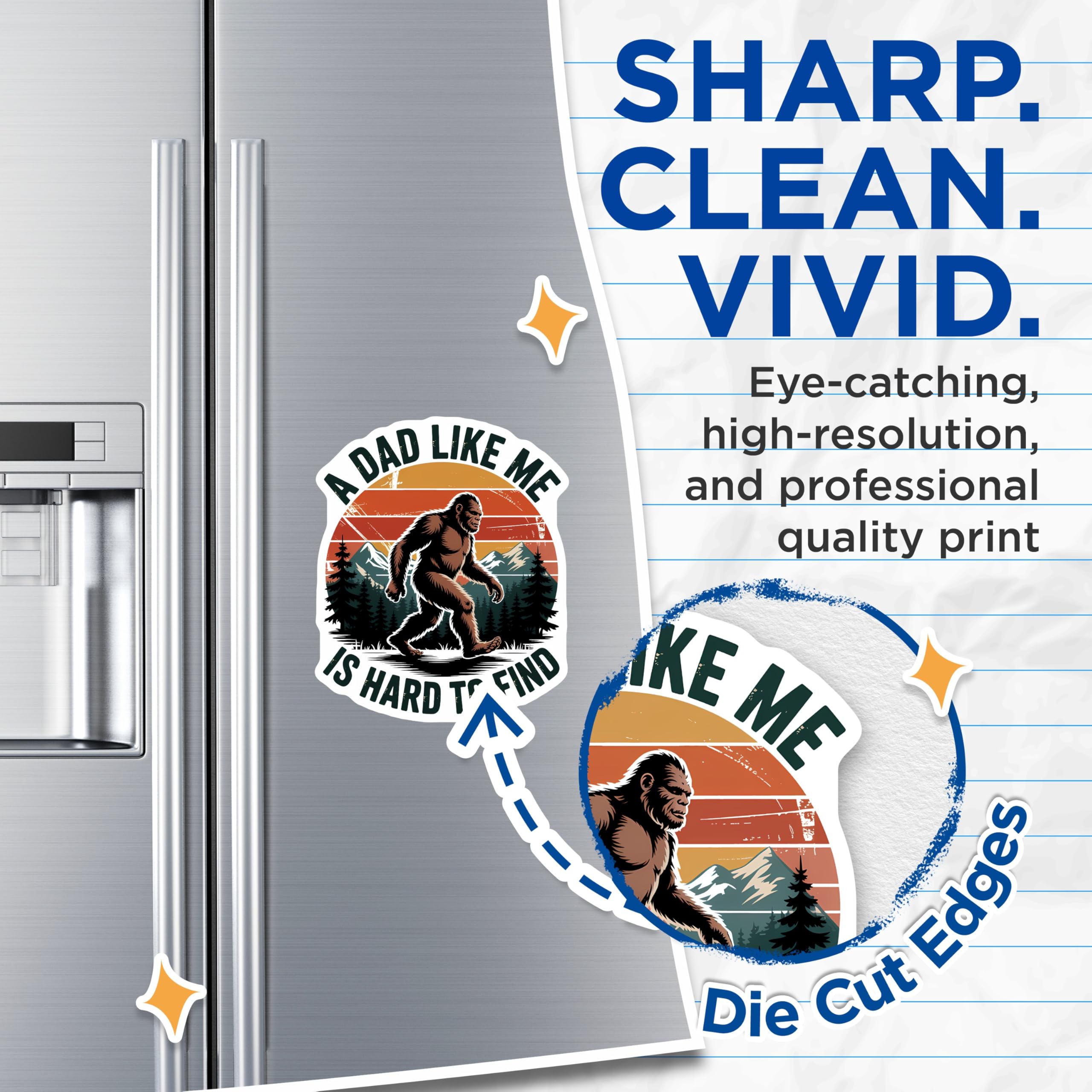 (2 Pack) Dad Bigfoot Magnets - Sasquatch Hard to Find Quote - Funny Father's Day Appreciation - Cryptid Lover Outdoors - 5 Inches On Longest Side - Thick Durable Magnet - Made in USA - MAG21228