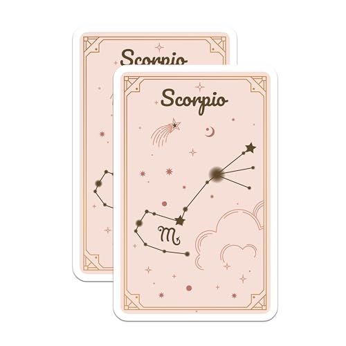 (2 Pack) Scorpio Zodiac Stickers - Astrology Stickers - Constellation Stickers - 5" On Longest Side - Sticks to Smooth Flat Surfaces - Made in USA - BMCS9628