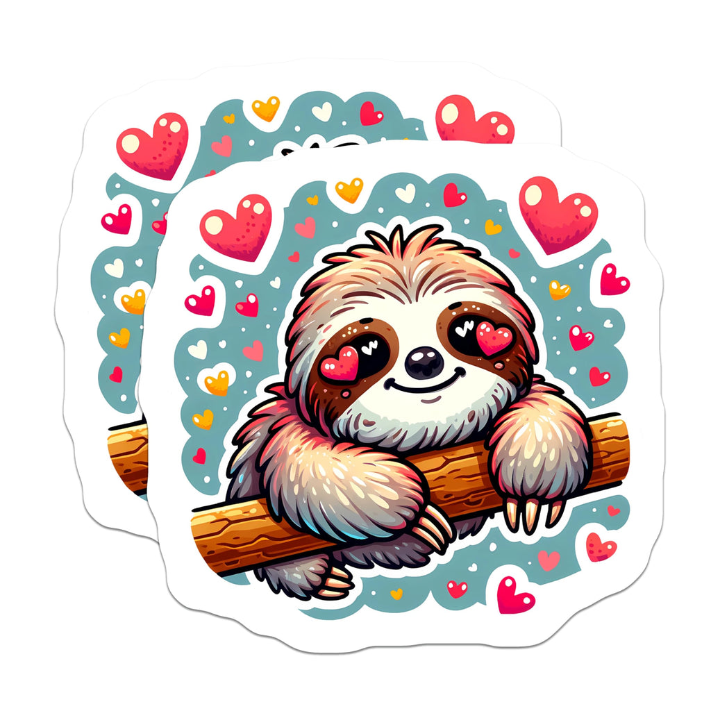 (2 Pack) Adorable Sloth Magnets - Sweet Heart Eyes Sloth Lover Decoration - Kawaii Animal Fridge Decor Accessory - 5 Inches On Longest Side - Thick Durable Magnet - Made in USA - MAG21553