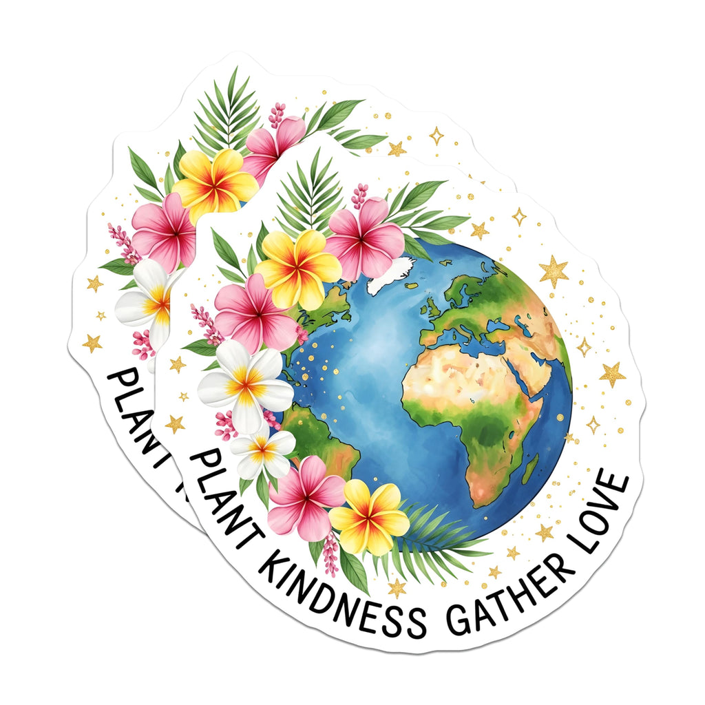 (2 Pack) Earth Day Magnets - Floral Globe - Plant Kindness Fridge Decor - 5" On Longest Side - Premium Magnet - for Cars, Refrigerators, Toolboxes, Lockers - Made in USA - MAG18646