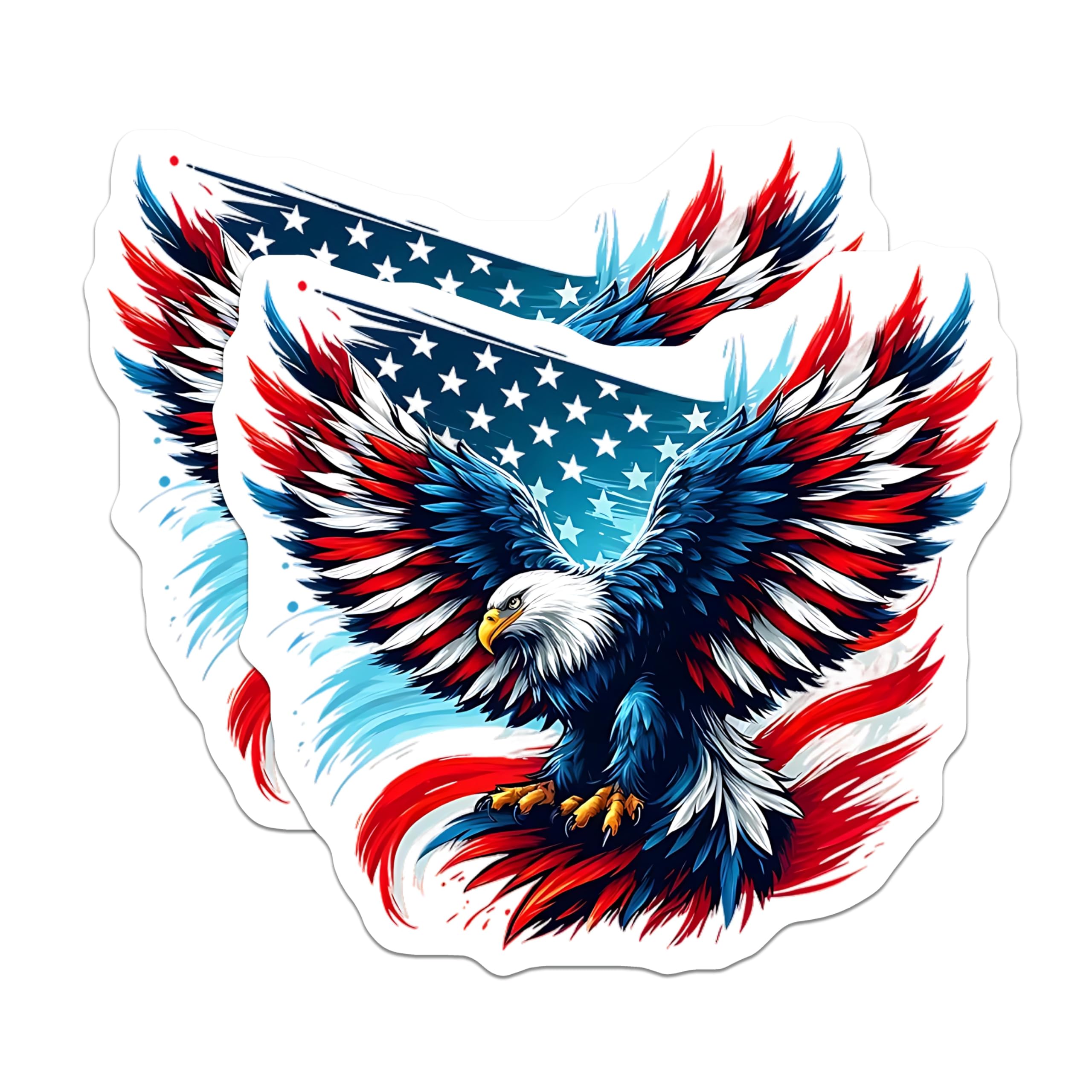 (2 Pack) American Eagle Magnets - Patriotic Decor - USA Flag Magnets for Fridge Car Locker - 5" On Longest Side - Premium Magnet - for Cars, Refrigerators, Toolboxes, Lockers - Made in USA - MAG16421