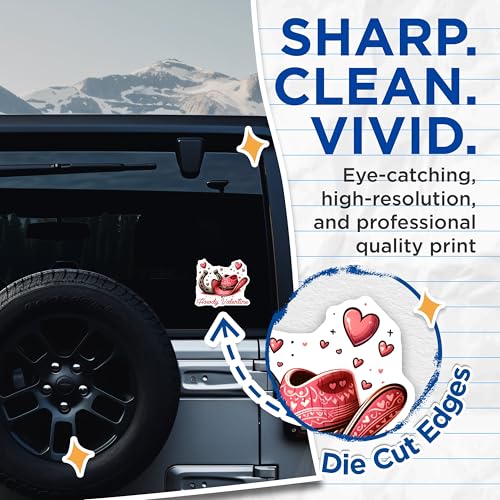 (2 Pack) Howdy Valentine Stickers - Western Valentine Stickers - Cute Heart Stickers - 5" On Longest Side - Sticks to Any Smooth Flat Surface - Made in USA - BMCS3141