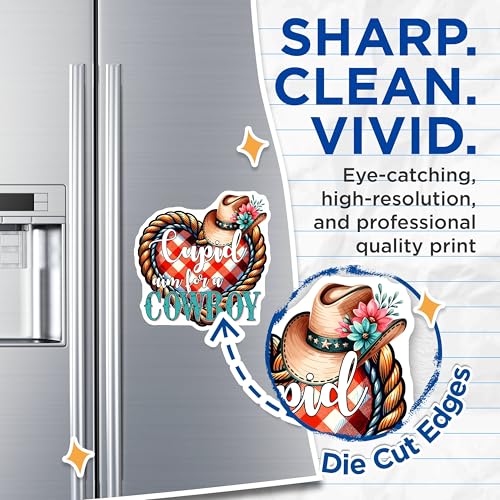 (2 Pack) Cupid Aim for A Cowboy Magnets - Cute Cowboy Theme Magnets - Heart Cowboy Design Magnets - 5" On Longest Side - for Cars, Refrigerators, Toolboxes, Lockers - Made in USA BMCS3150