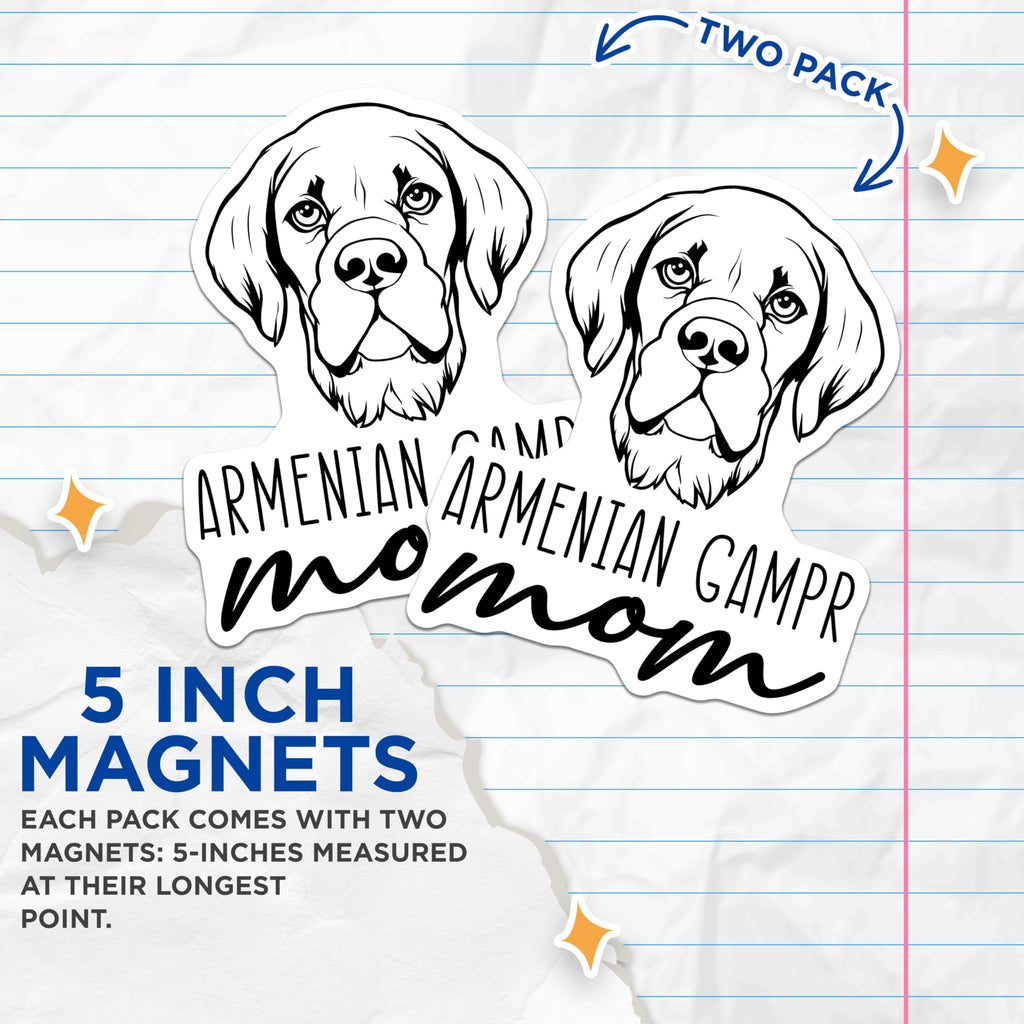 (2 Pack) Armenian Gampr Mom Magnets - Gampr Dog Lover Decor - Pet Breed Owner Kitchen Magnet - 5 Inches On Longest Side - Thick Durable Magnet - Made in USA - MAG27017