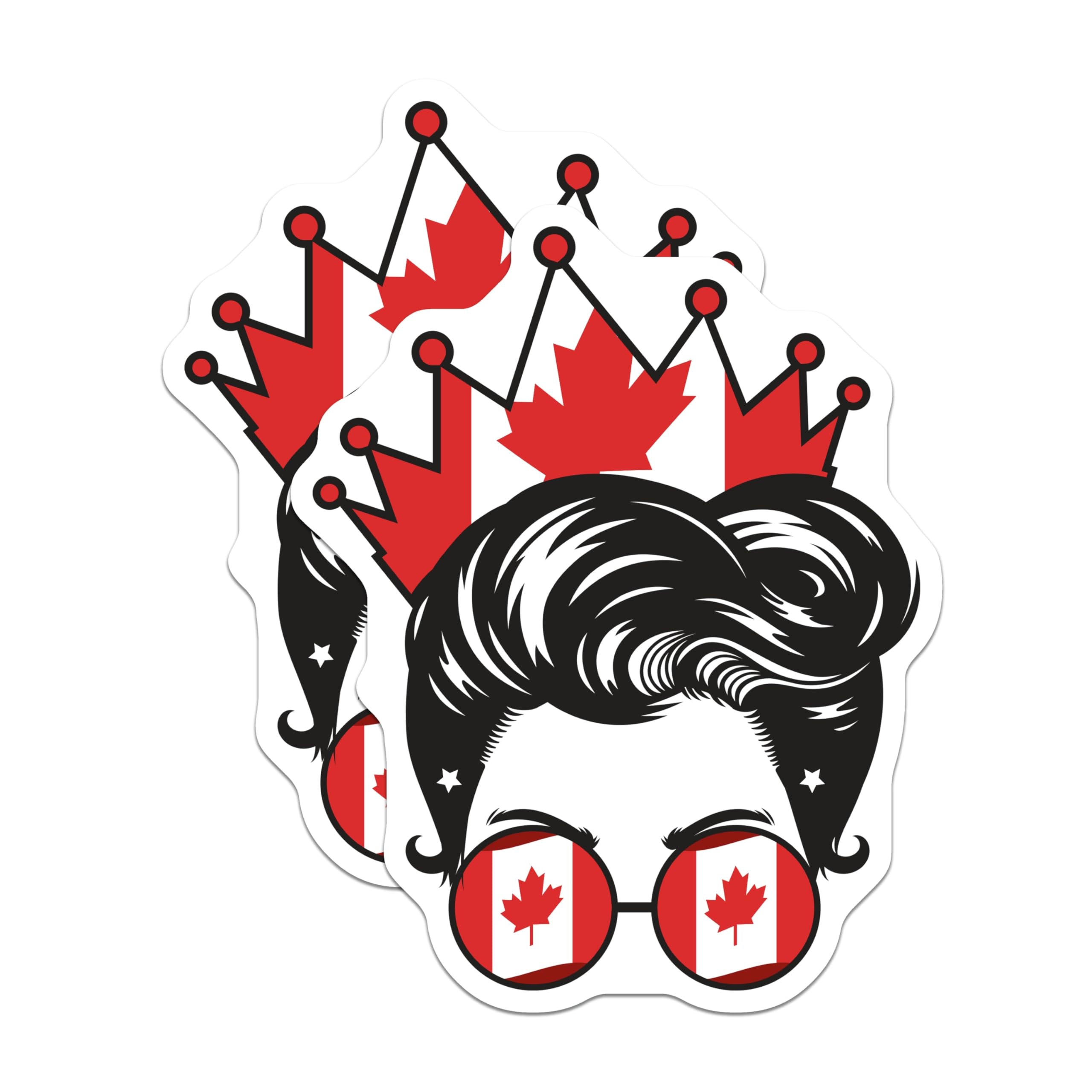 (2 Pack) Canada Flag Magnets - Messy Bun Canadian Girl - Patriotic Pride Decoration - 5" On Longest Side - Premium Magnet - for Cars, Refrigerators, Toolboxes, Lockers - Made in USA - MAG18975