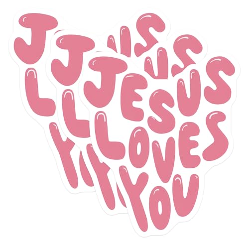 (3 Pack) Jesus Loves You Decals - Christian Decal - Laptop Decals - 3 Inches On Longest Side - Easy Peel & Apply - Made in USA - 3MCS7692