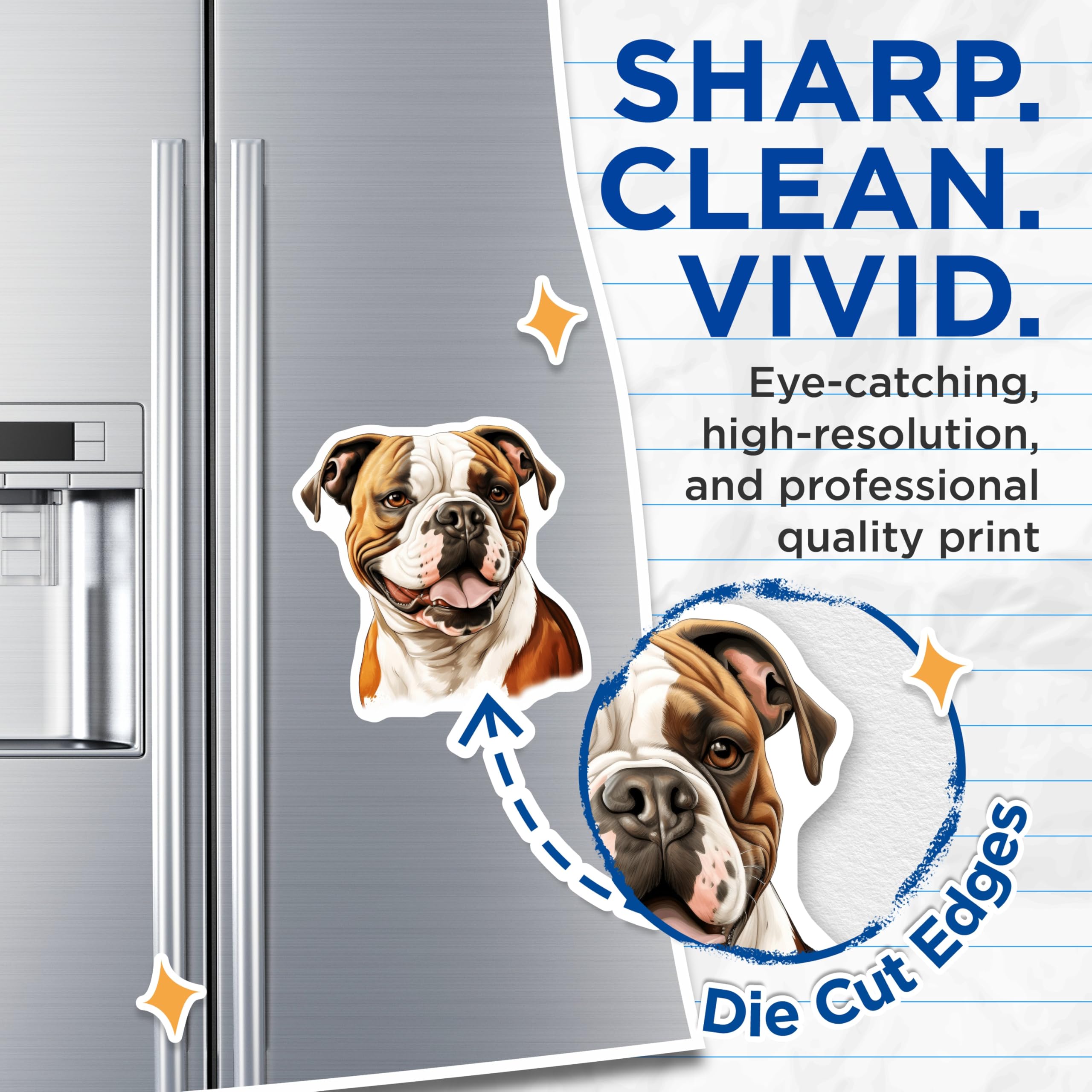 (2 Pack) American Bulldog Magnets - Dog Lover Kitchen Decor - Pet Parent Refrigerator Accessories - Canine Portrait - 5 Inches On Longest Side - Thick Durable Magnet - Made in USA - MAG29933