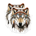 (2 Pack) Wolf Head Magnets - Tribal Wolf Decor - Spirit Animal Art - Boho Style Refrigerator Magnets - 5 Inches On Longest Side - Thick Durable Magnet - Made in USA - MAG39529